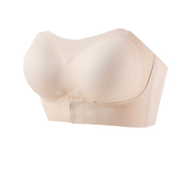 Large Size Women Strapless Lingerie Minimizer Bra Beauty Back Wireless Brassiere Gathered Push Up Bralette Non Slip Seamless Underwear Top