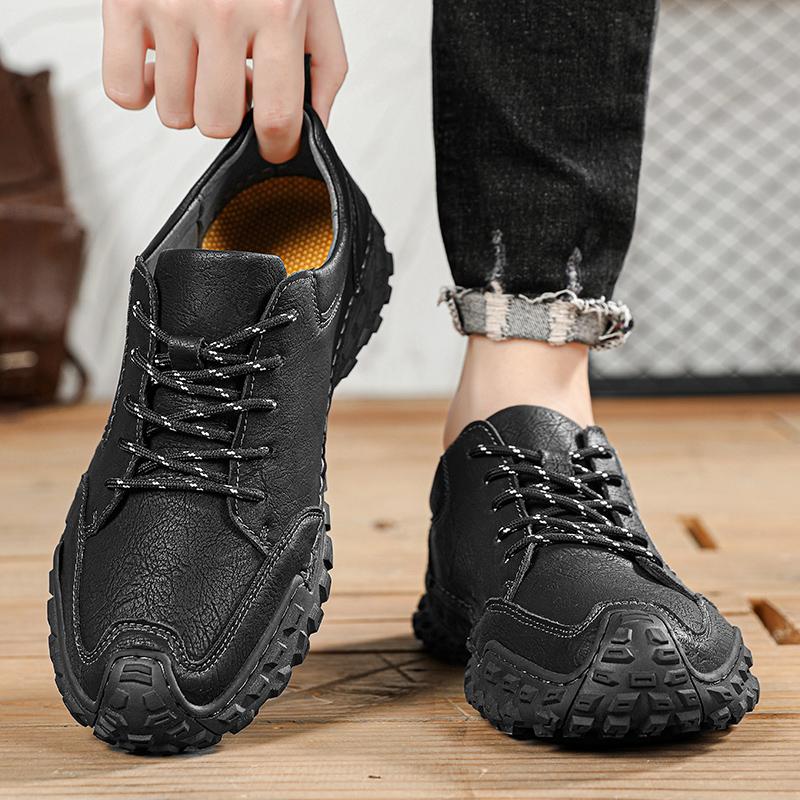 High Quality Men's Casual Leather Sneakers Flat Shoe Antiskid Walking Shoe