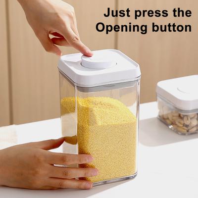 Airtight Food Container with Pop Lid Stackable Kitchen Pantry Organizer One Button Opening Flour Sugar Container for Cereal Rice Flour Pasta Snacks