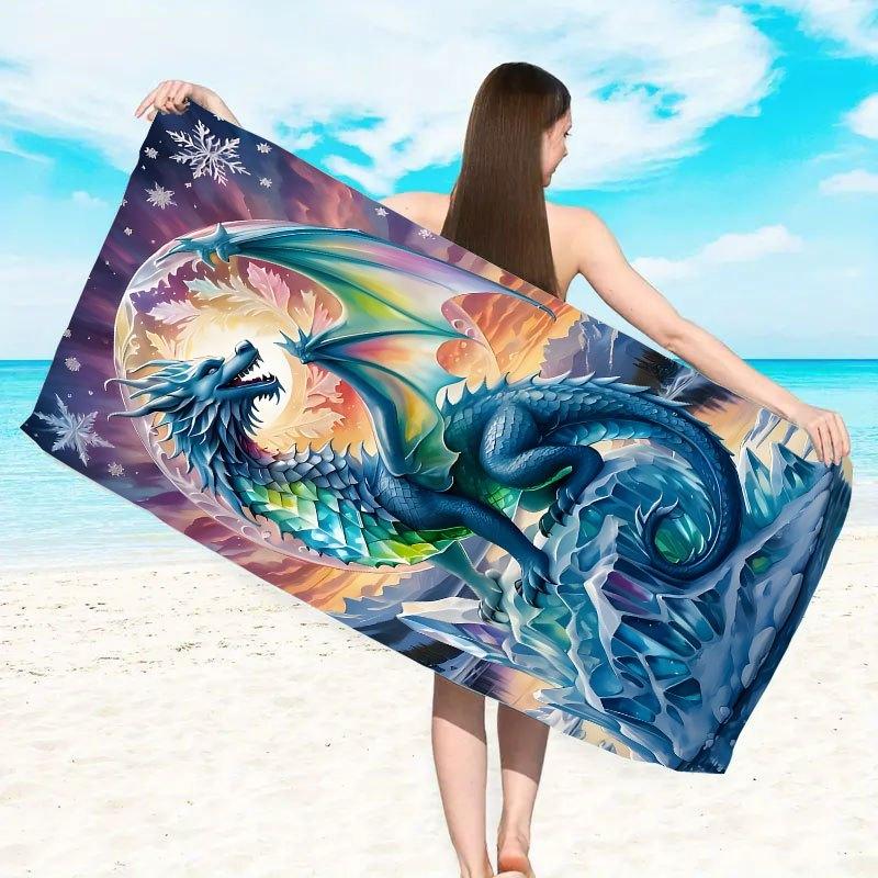 

Fantasy Dragon Design Polyester Beach Towel, Quick Dry Woven Machine Washable Contemporary W30*H60(CM)