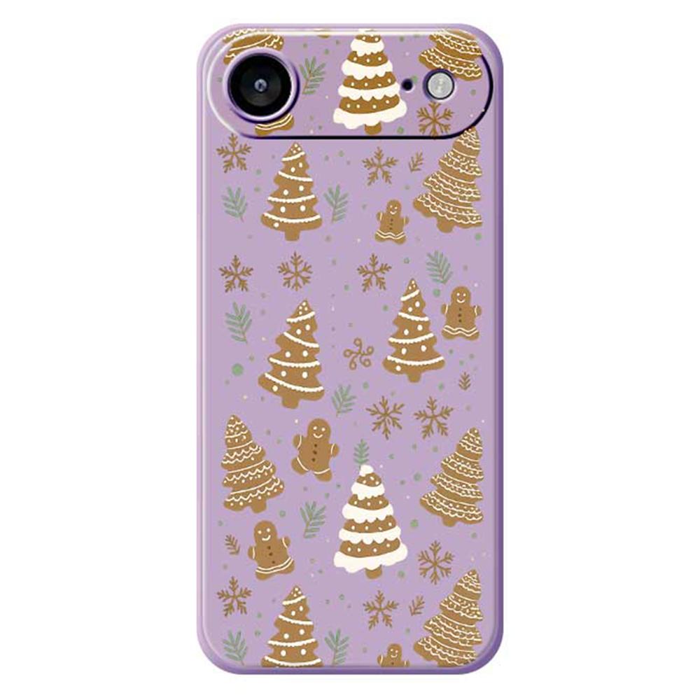 

For iPhone 17 Air Case Brown Christmas Tree Gingerbread Pattern Printing Straight Edge TPU Phone Back Cover Purple
