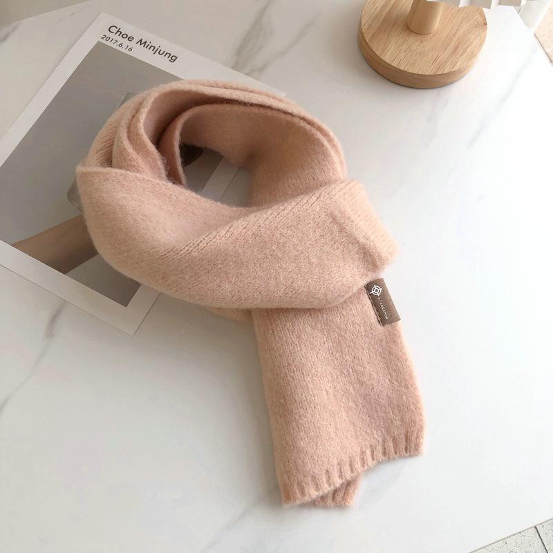 Eșarfă tricotată pentru femei, de culoare solidă, lână, toamnă, iarnă, eșarfe calde, design simplu, șal de cașmir moale îngroșat