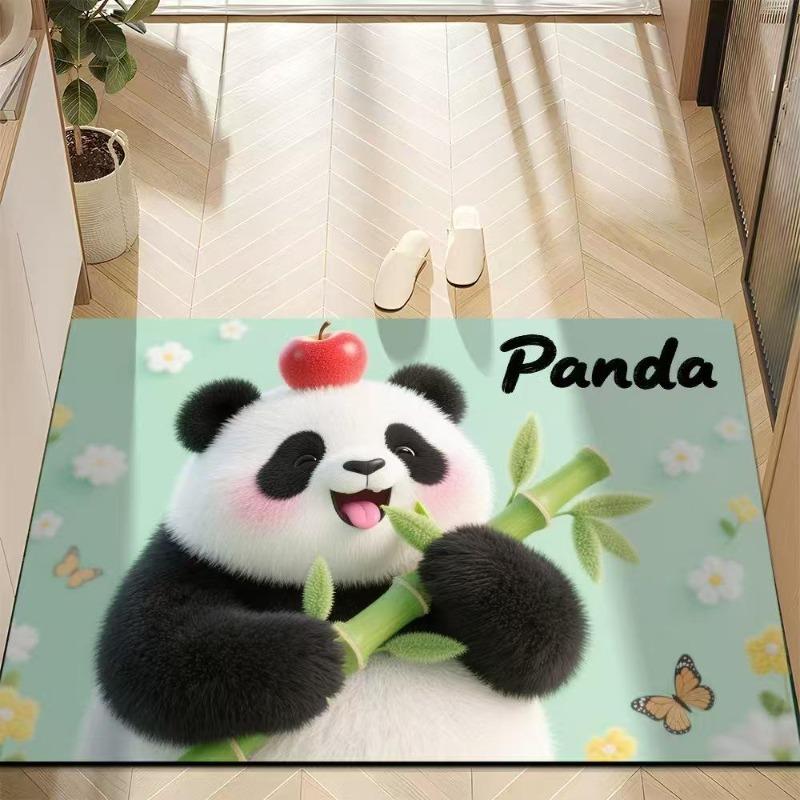 Cute Panda Diatomite Bath Mat - Super Absorbent Fast Dry Door Mat Anti-Slip Waterproof Floor Mat for Bathroom Kitchen Laundry Room
