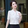 Women's Professional Short Sleeve Bow Blouse