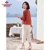 Yu Zhaolin Elderly Women's Summer Two-Piece 3/4 Sleeve T-Shirt Set