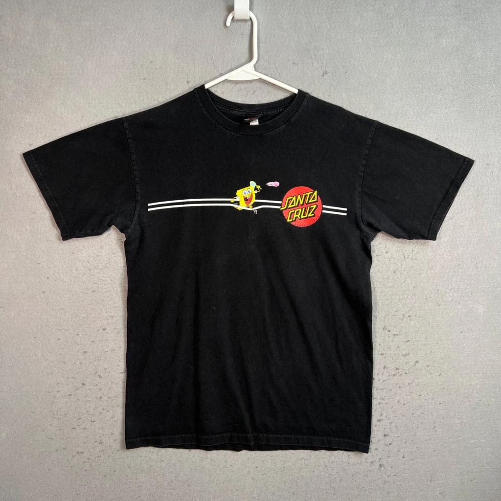 Santa Cruz X SpongeBob Squarepants Black Graphic T-Shirt Medium Mens