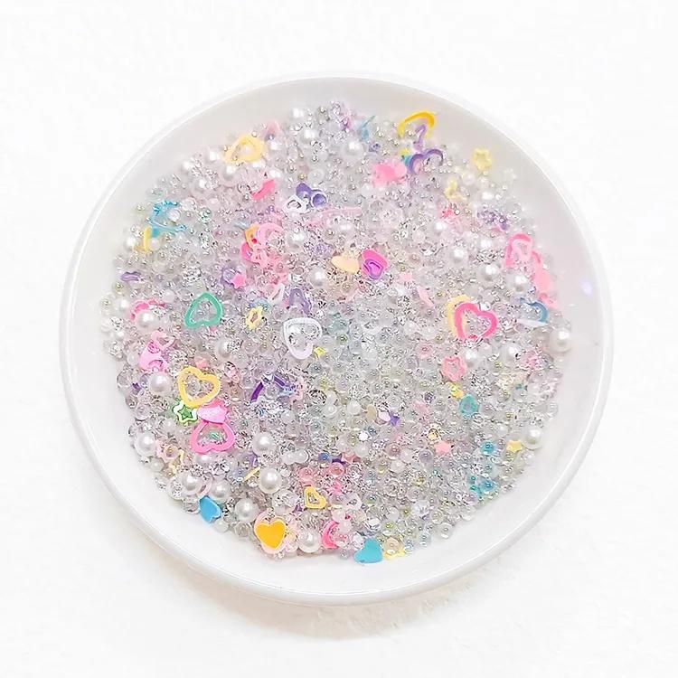 50g/Beutel Gemischte Harz Glitzernde Lochlose Perlen 2mm-7mm Strasssteine Schillernde Perlmuttfarbene Creme Imitation Blase Bastelzubehör