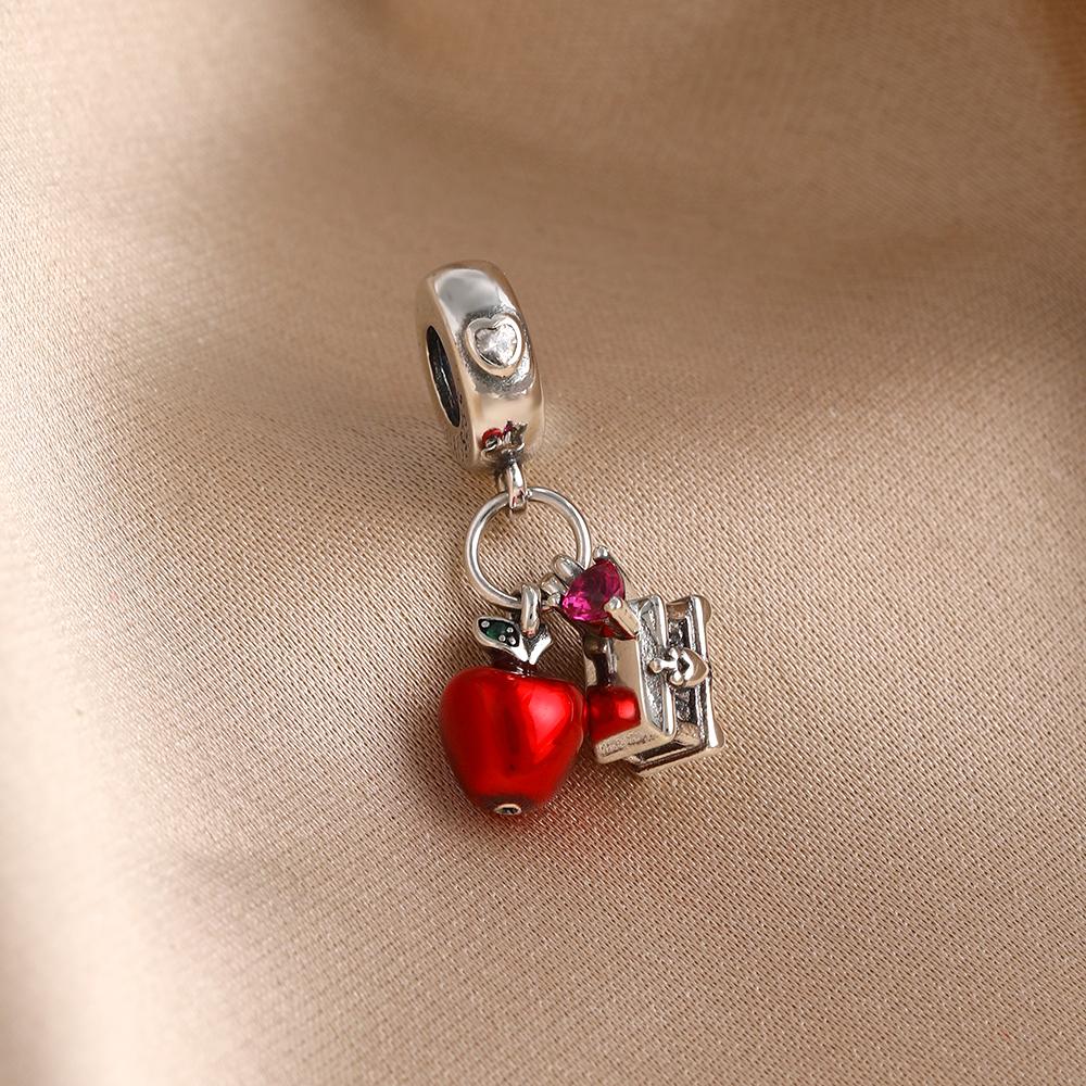 Valentine's Day Red Series Pure Copper Metal Pendant Bead Component Charm Bead Component Apple Love Pendant Bead Component, Compatible With Authentic