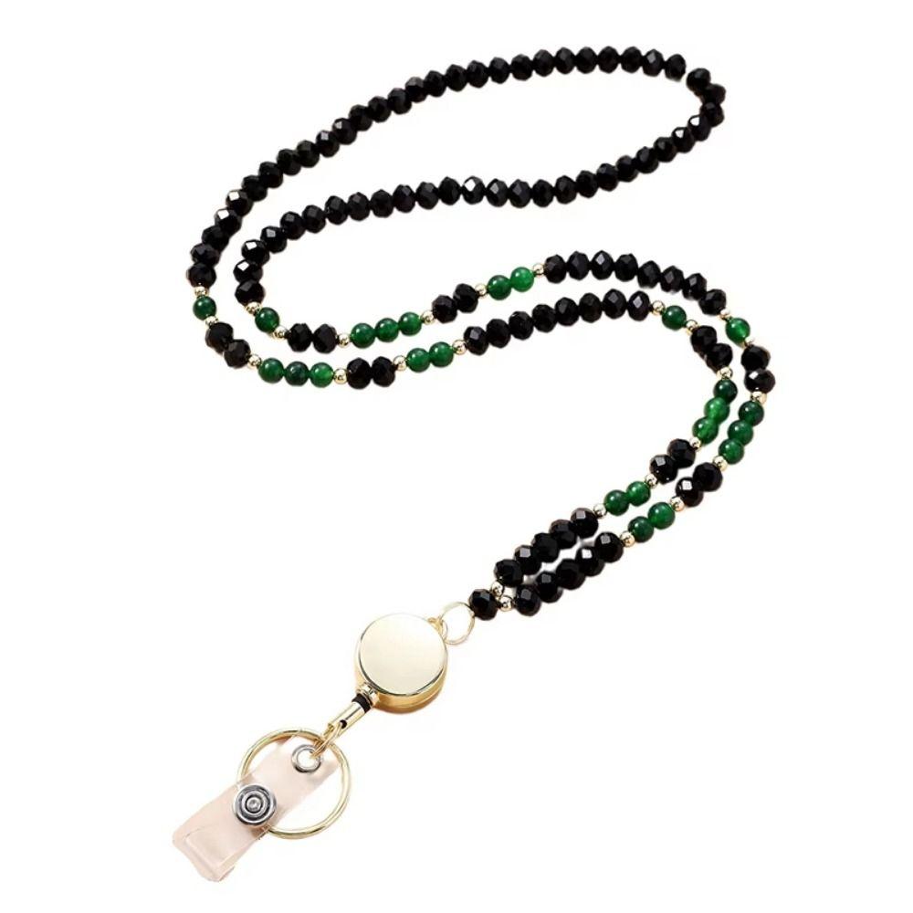 Fashion Crystal Beads Lanyard for ID Badges Creative Badge Card Holder Key Lanyard  School Supplies