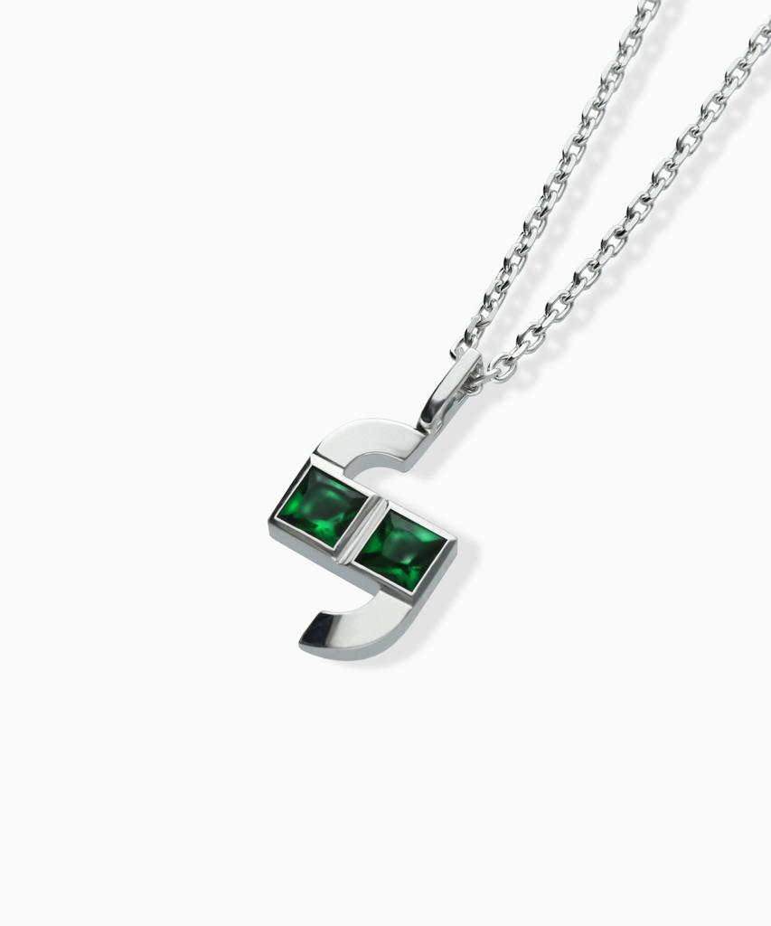 Valik [925 Silver] No.08 Signature Square Necklace [L] Ver.Green