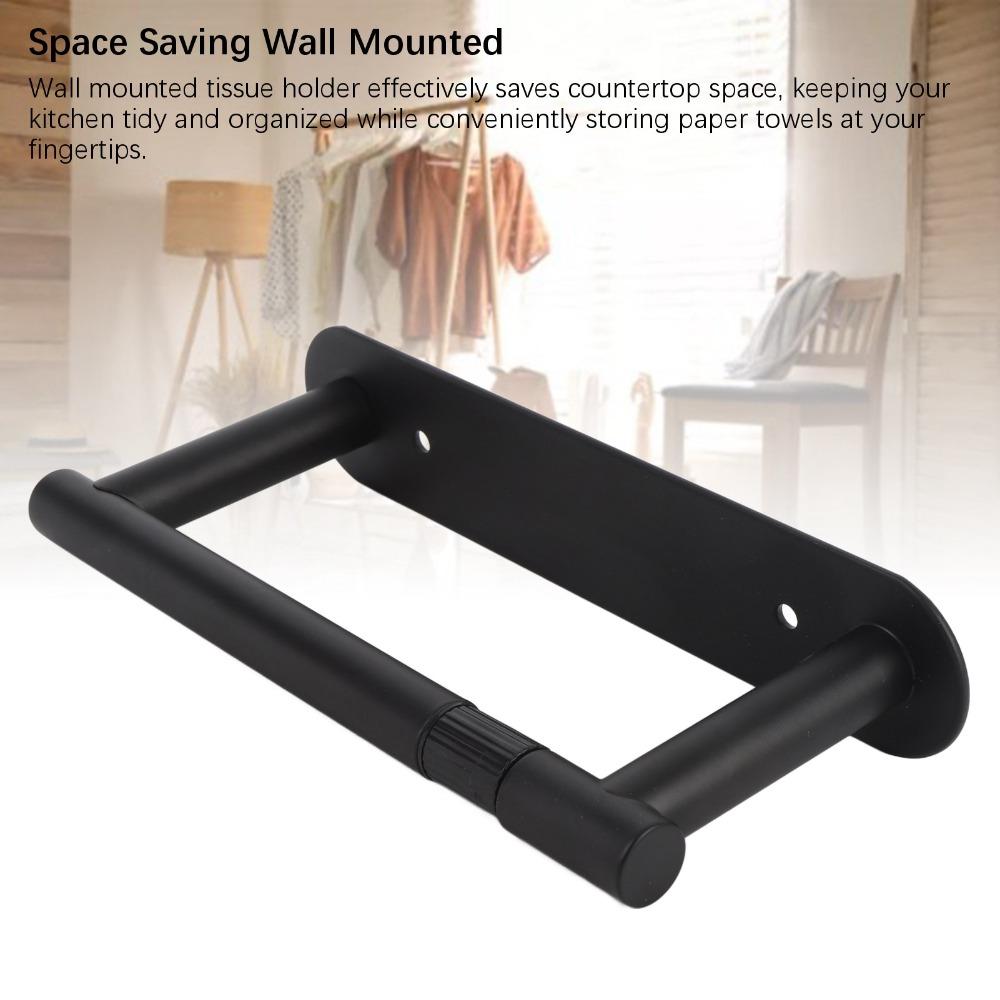7.8*8.1cm Wall Mount Tissue Holder Black Paper Towel Holder Toilet Tissue Roll Holder Kitchen Use