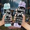 1PC Hair Stylist Work Quote Badge Print 750ml Color Plastic Sports Water Bottle Leakproof Flip Straw Lid Suitable for Sports Office Home Use
