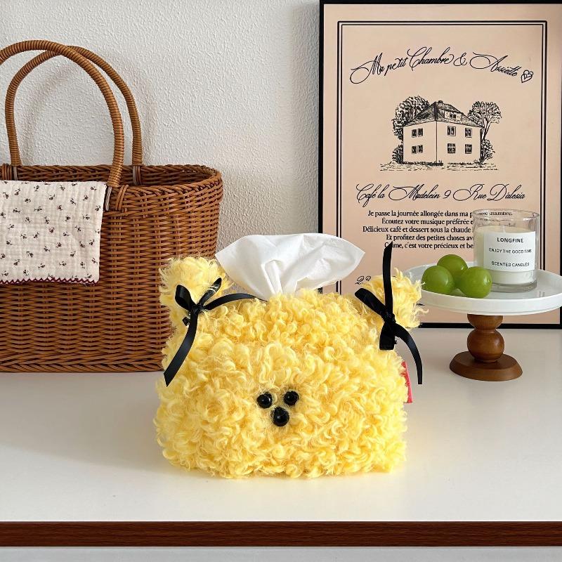 Cute Plush Puppy Tissue Box, Tissue Paper Box, Dormitory, Women's Use, Desktop Tissue Pack, Desktop Decoration Item