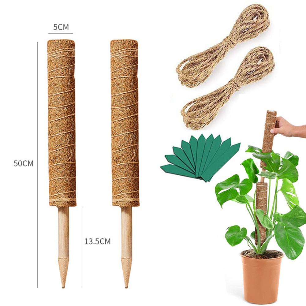 2pcs Moss Pole for Climbing Plants Coir Totem Plant Climbing Vine Coconut Palm Stick Grow Upward Plant Support Poles