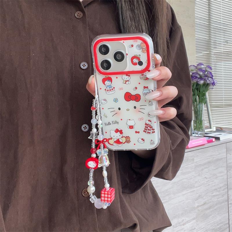 Korean Sweet Cat Chain Phone Case for iPhone 17/16 Pro Max/15/14