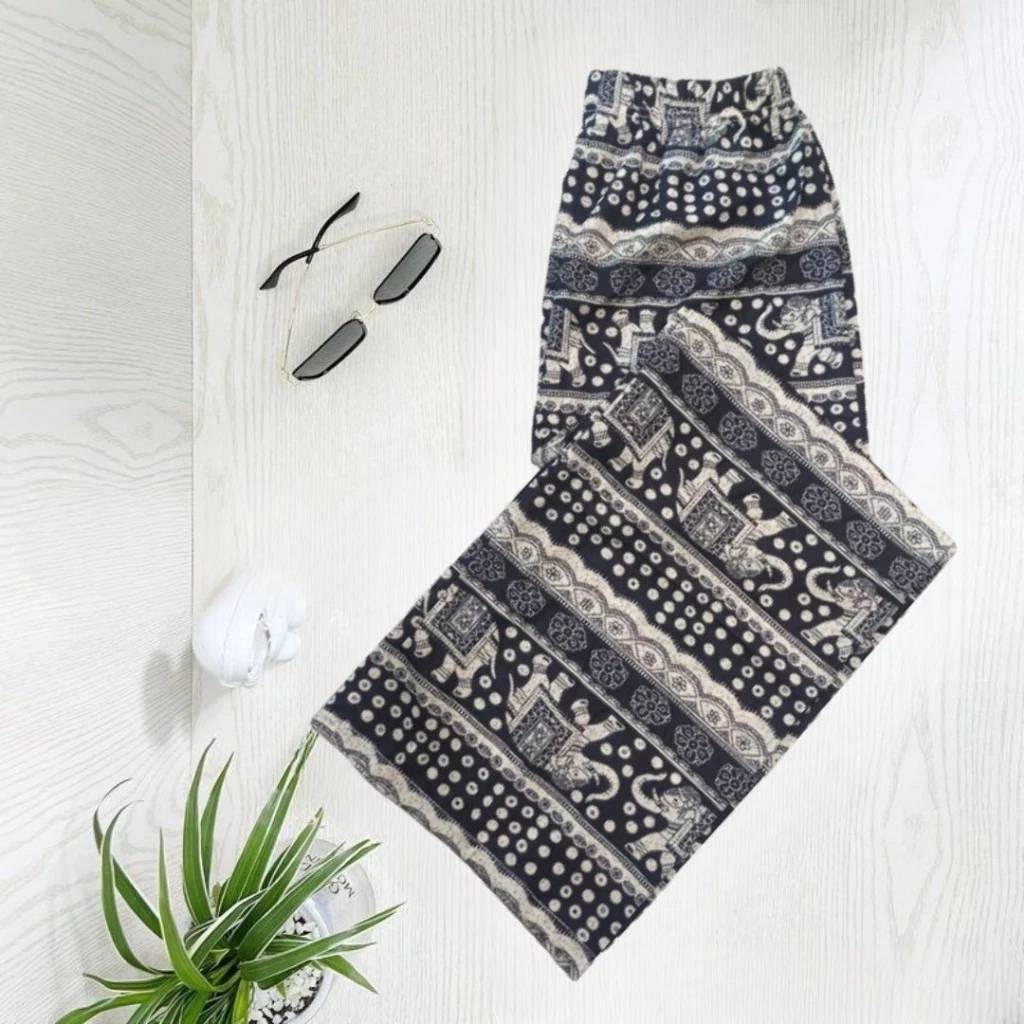 Elephant Pants Men Women Unisex elastic waist Summer Beach Thailand Thin Straight Trousers Casual Streetwear Clothing Fashion