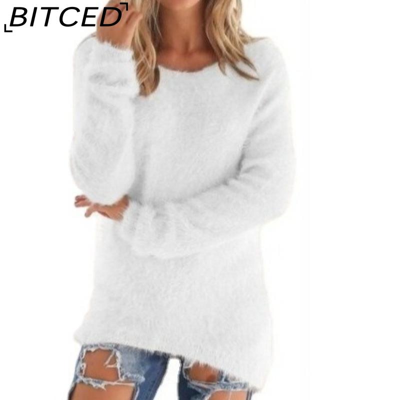 BITCED Женский однотонный свитер с длинным рукавом, модный, для осени/зимы S белый
