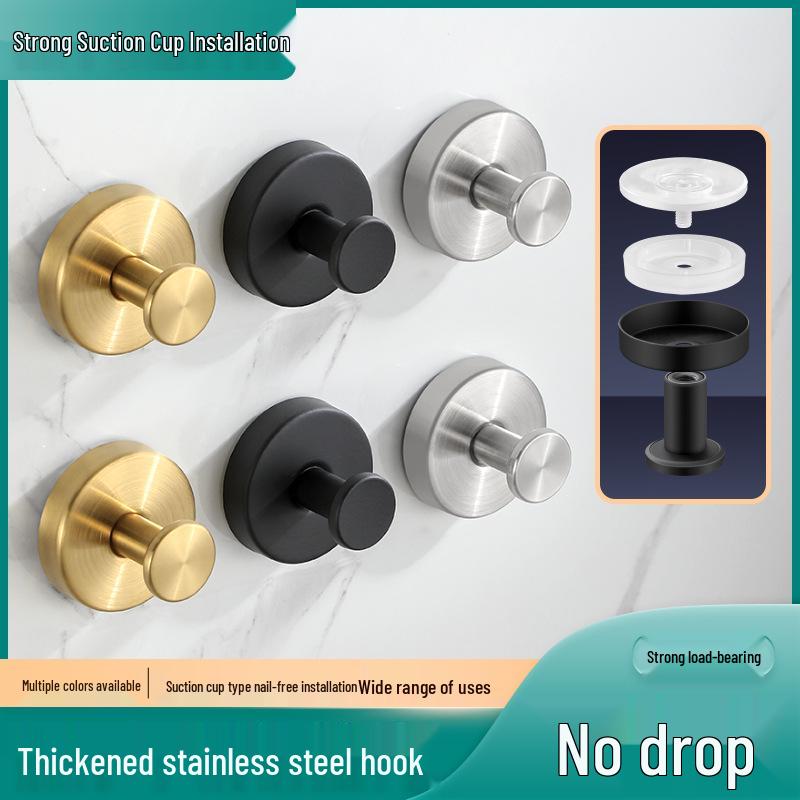 Traceless Stainless Steel Vacuum Suction Cup Hook for Kitchen & Bathroom