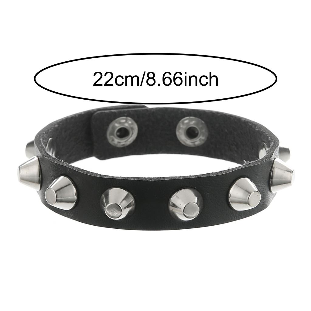 Halloween Punk Fashion Pu Leather Rivet Rock Bracelet For Women And Men, Unisex, Daily Holiday Party Wear, Valentine'S Day Gift