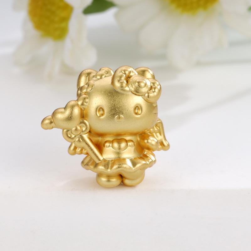 Sterling Silver 999 Hello Kitty Angel Wing Beaded Charm - DIY Knot Jewelry Accessory