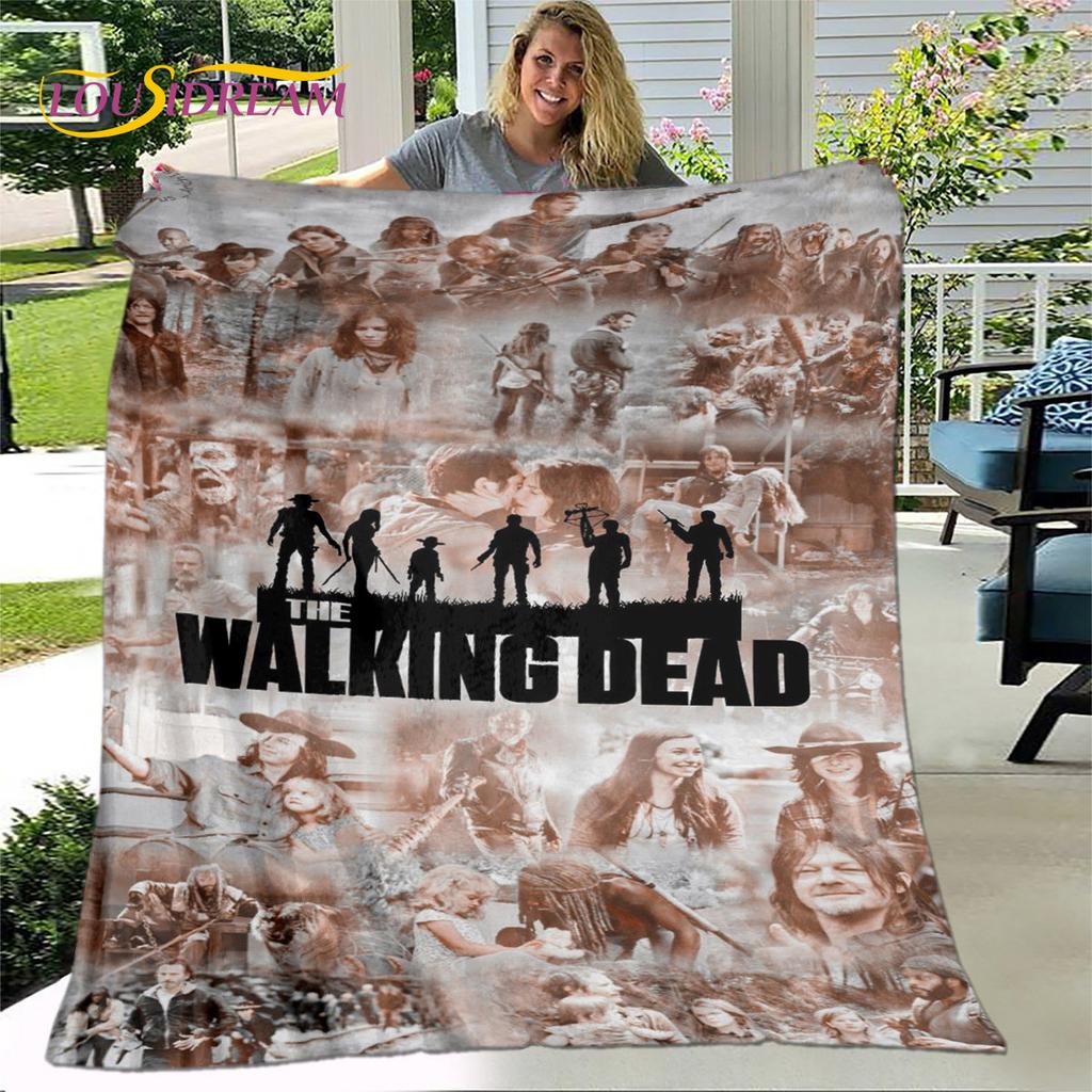 The Walking Dead Korku Yumuşak Peluş Battaniye, Flanel Battaniye Atmak Battaniye Oturma Odası Yatak Odası Yatak Kanepe Piknik Örtüsü Bettdecke
