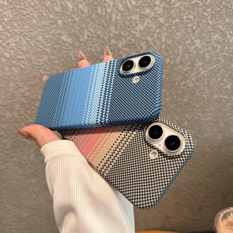 Carbon Fiber Kevlar Texture Hard Plastic Case For iPhone 14 15 11 12 13 16 Pro Max Plus Shockproof Protective Cover Fundas