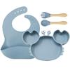 Crab-Themed Silicone Tableware Set: 9-Piece Baby Feeding Kit with Meal Plate, Bowl, Spoon, and Fork