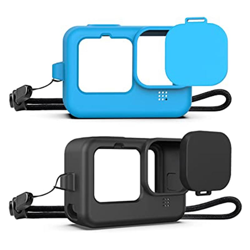 Para GoPro Hero 12 11 Capa de silicone à prova de quedas Capa protetora com cordão Tampa de lente para GOPRO 12 11 10 9 Acessório para câmera de ação