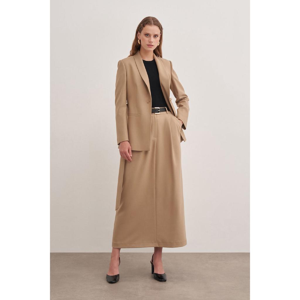 1161111 Belted Flonel Wool Skirt