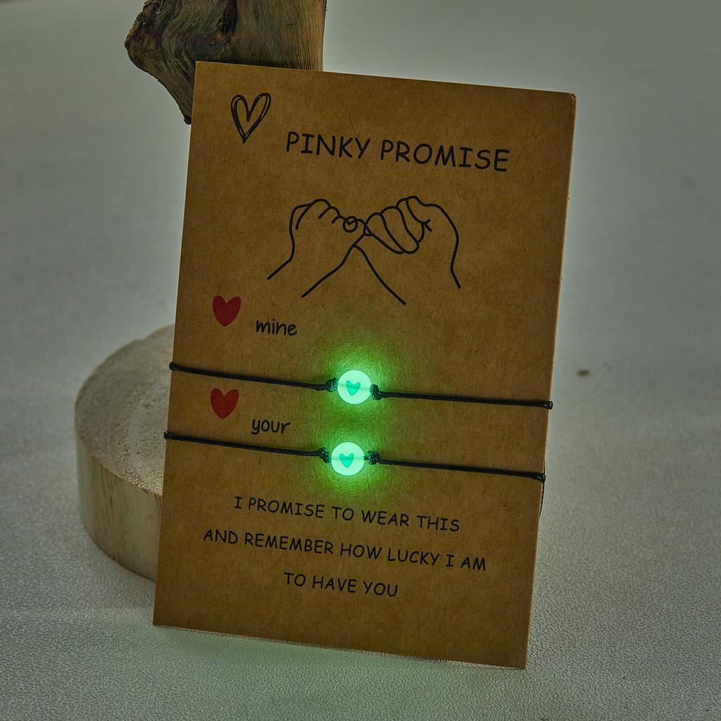 2 Stück Pinky Promise Partnerarmbänder für Damen Einfach Süß Leuchtende Herzperle Geflochtenes Armband Freundschaft Ästhetischer Schmuck Geschenk
