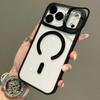 Transparent Case For iPhone 17 Air 16 15 14 Plus 13 12 11 Pro Max For Magsafe Wireless Charge Camera Stand Holder Lens Cover