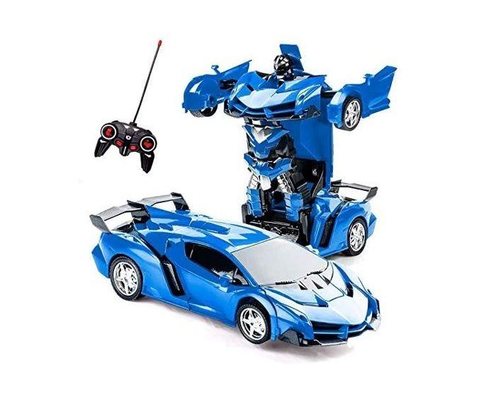 2 In 1 Transformable Car Into Remote Control Robot Blue RC Radio Control
