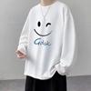 2024 Men's Long-Sleeved T-shirt Autumn Undershirt Long Sleeve Cotton Autumn Hong Kong Style Printing Loose Trendy Top