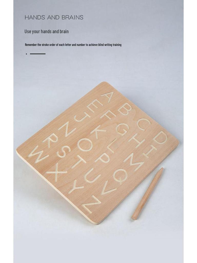 Montessori Wooden Toy: Double-Sided Grooved Calligraphy & Letter Number Board for Early Childhood Education