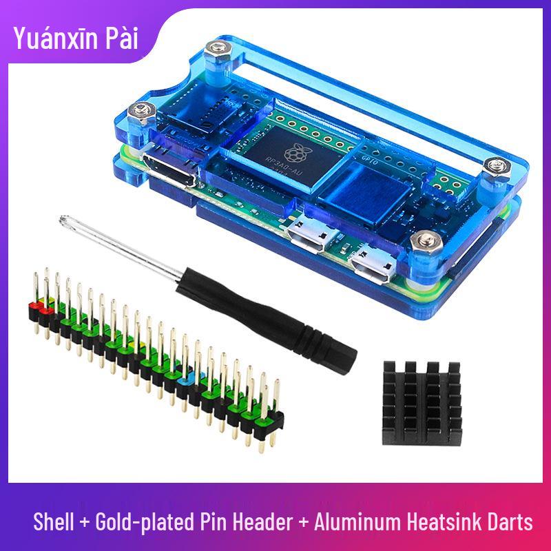 Acrylgehäuse für Raspberry Pi Zero/2W mit vergoldetem Pin-Header & Aluminium-Kühlkörper Schraubendreher-Set