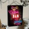 Neon Cocktail Bar Light Up Sign Wall Art Decor For Night Party Home Pub 8x12 Inches