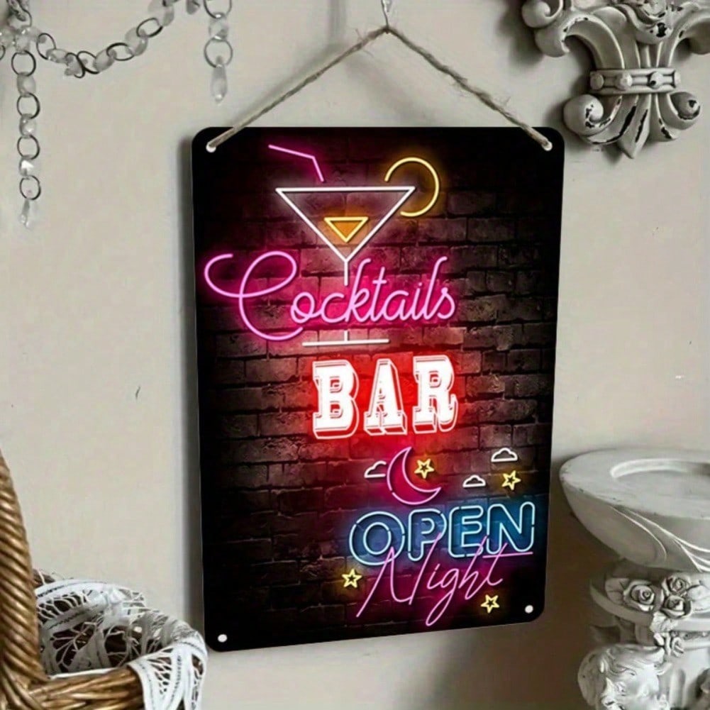 Neon Cocktail Bar Light Up Sign Wall Art Decor For Night Party Home Pub 8x12 Inches