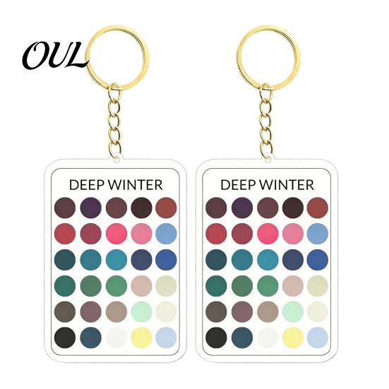 Kleiderschrank Farbabgleicher 2 Stück Palette Schlüsselanhänger Anhänger, Klares Acryl Saisonanalyse Muster Schlüsselanhänger, Karte, Geschenke für Modefans Make-up Guide
