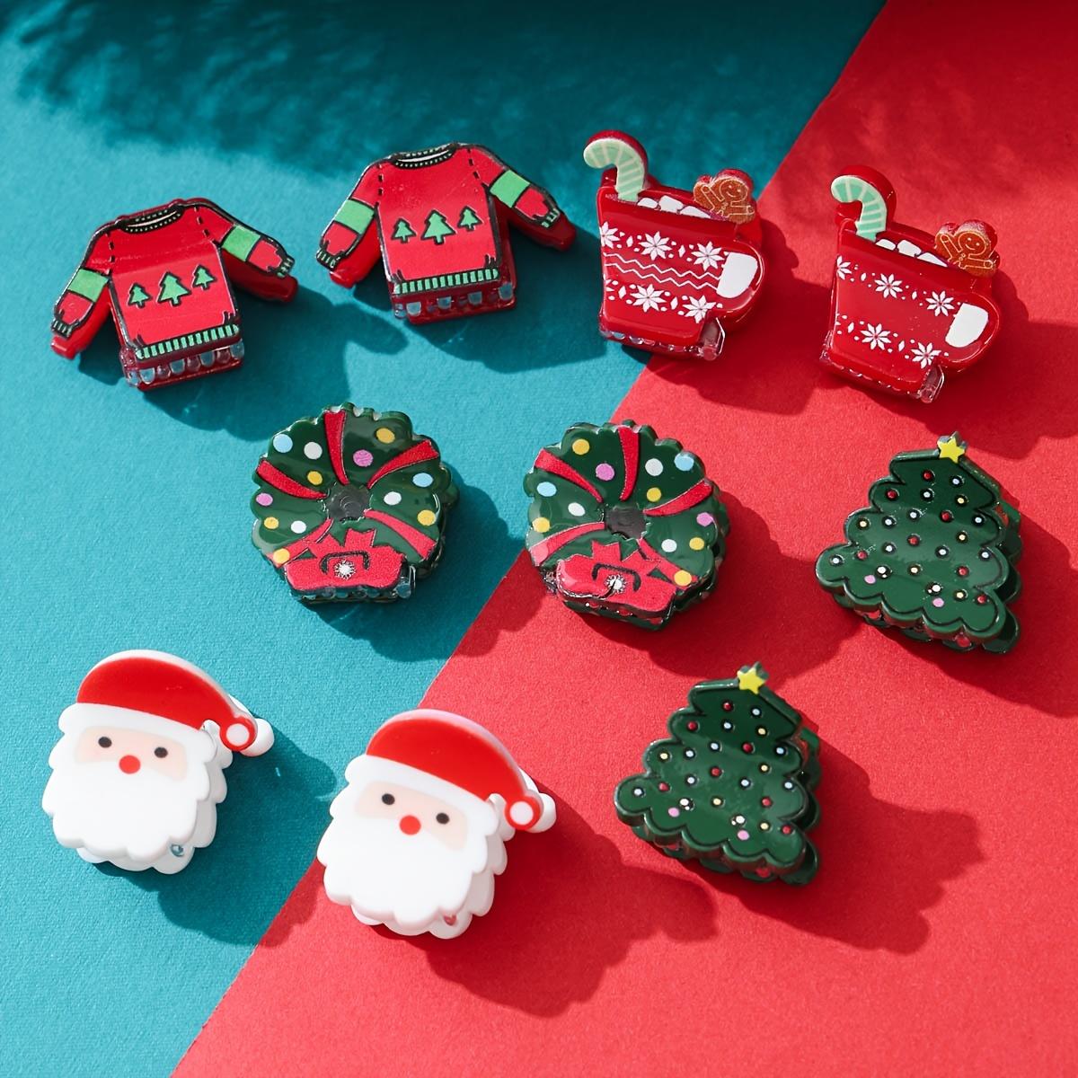 

10 шт. Рождественские Креативные Рождественская Елка Санта Клаус Мини Акриловая Заколка для Волос Принцесса Заколка для Челки Женские Аксессуары для Волос Декоративный Зажим для Волос