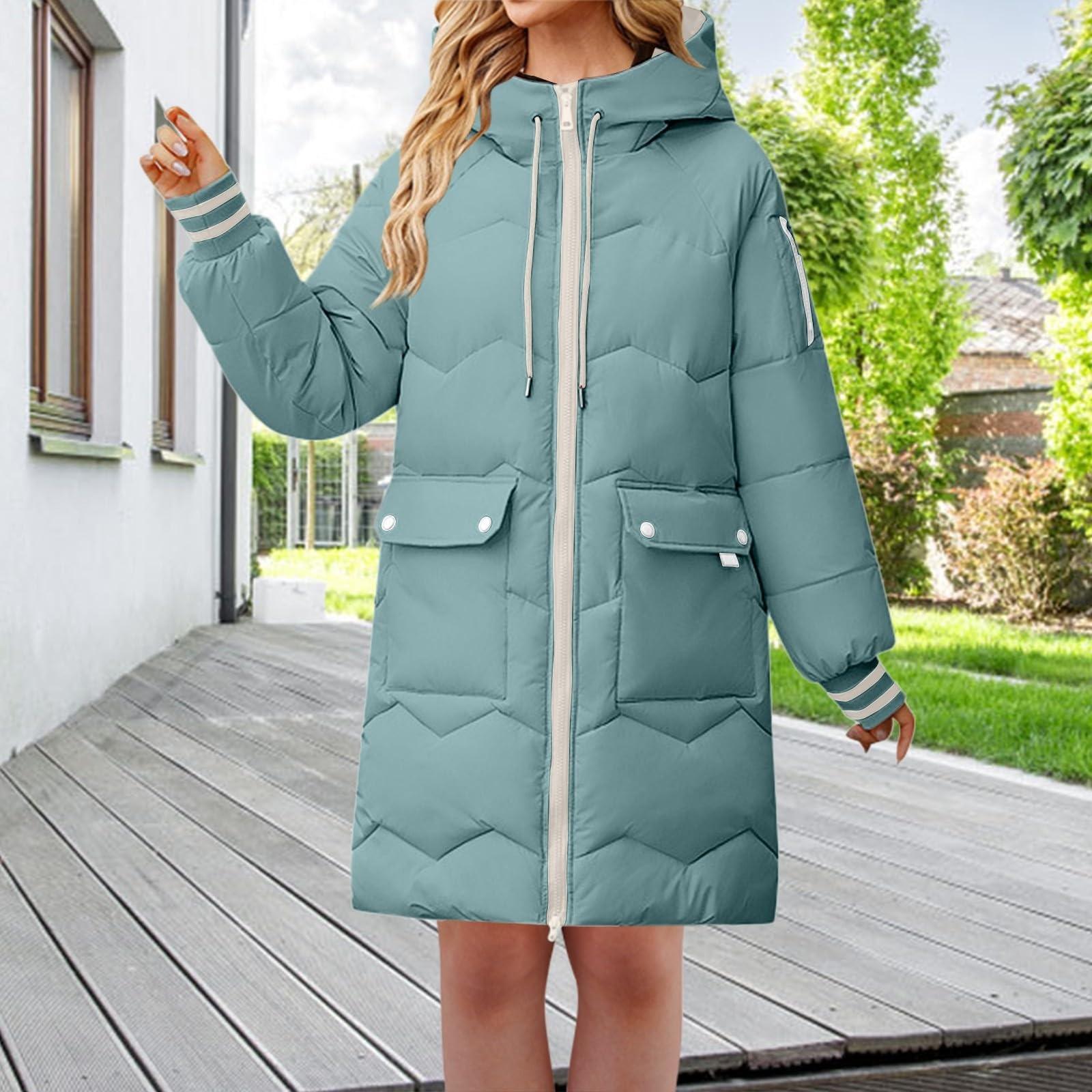 

Свободное зимнее пальто средней длины с утолщенной хлопковой подкладкой для женщин XL зелёный