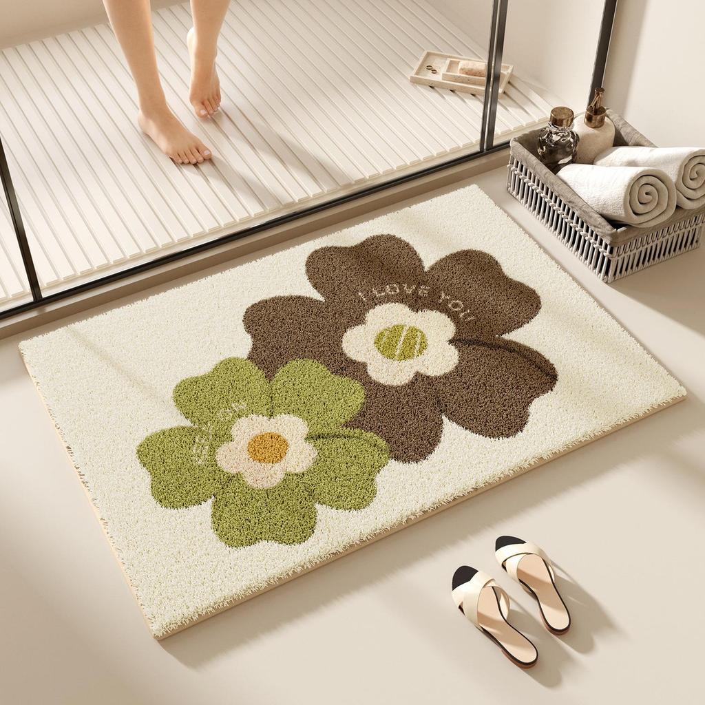 Compact Absorbent Bathroom Mat - Non-Slip, Easy-Care, Dirt-Resistant, Imitation Cashmere Floor Rug