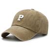 New Version of High-quality Patch P Letter Baseball Cap Spring and Autumn Versatile Cap Curved Brim Washing Cap Sun Protection Cap