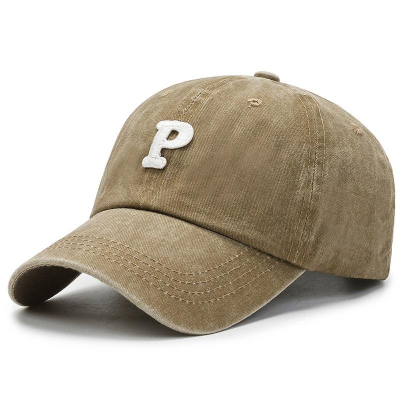 New Version of High-quality Patch P Letter Baseball Cap Spring and Autumn Versatile Cap Curved Brim Washing Cap Sun Protection Cap