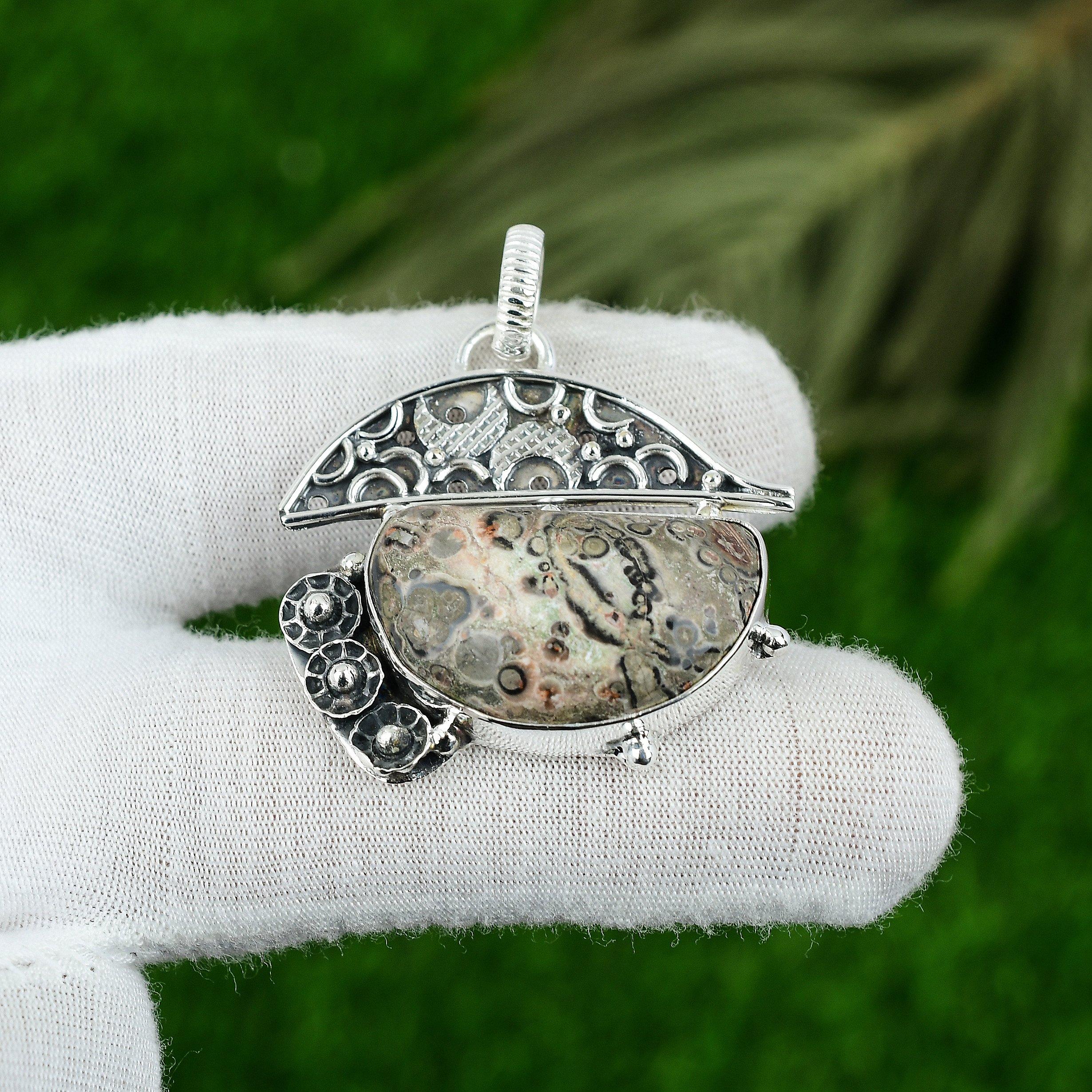 Натуральный кулон из камня яшмы с леопардовой шкурой из стерлингового серебра 925 пробы для девочек