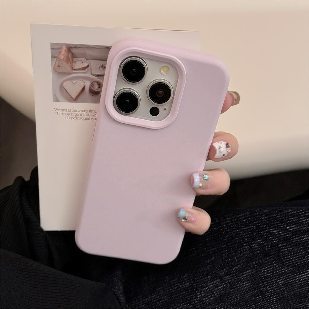 Solid Color Simple Iphone17pro Max Suitable for 15 IPhone Case 16 High End Silicone 13 Anti Fall 12