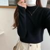 Super Girly Korean Semi-High Neck Sweater - Stylish, Soft, Long-Sleeved Top