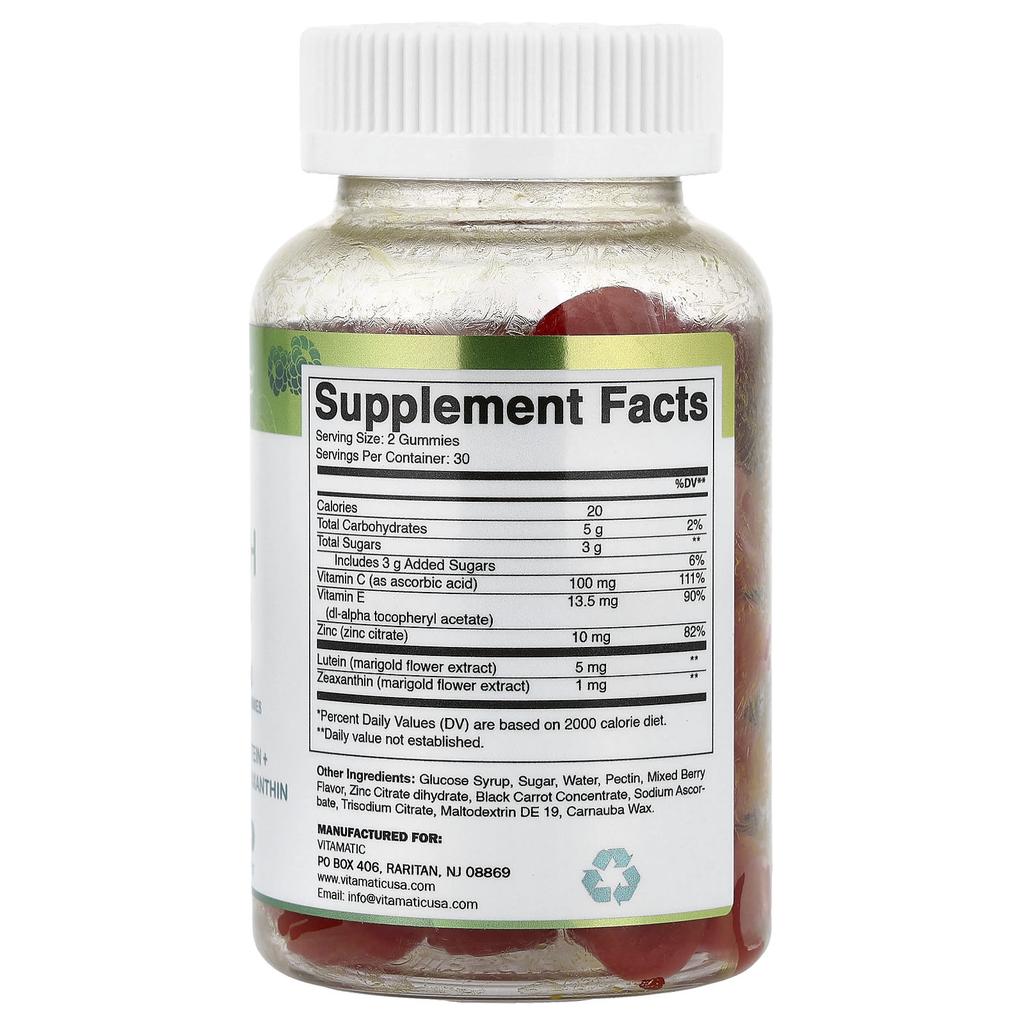 Vitamatic Eye Health Gummies, Mixed Berry, 60 Gummies