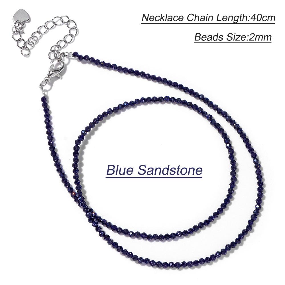 2mm Natural Crystal Beads Necklace Tiger Eye Stone Black Spinel Mix Quartzs Choker Clavicle Chains For Women Men Jewelry