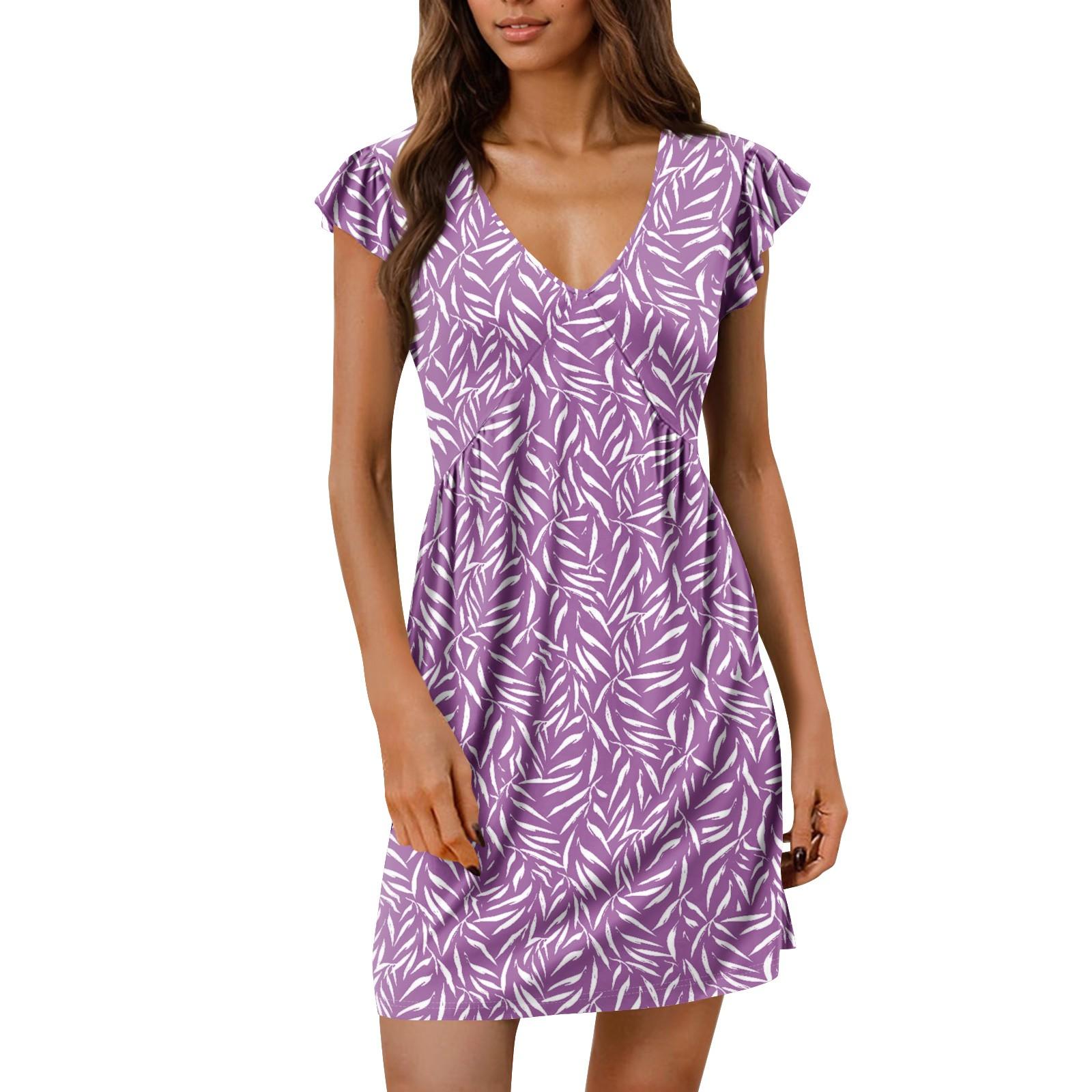 

Женские летние платья, свободные сарафаны без рукавов с U-образным вырезом и карманами XL фиолетовый