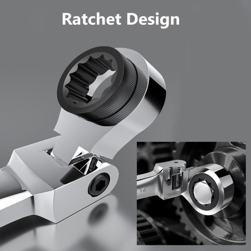 Flexible 10mm Ratchet Wrench Metal Keychain with 180 Degree Flexible Rotation Head for Fastening Application